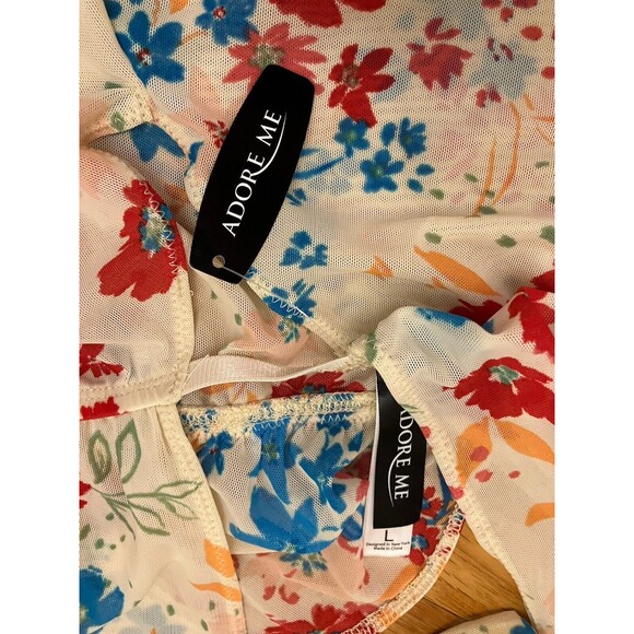 Adore Me Lingerie Large Floral Pink Lace NWT Sheer - Large - Picture 3 of 3